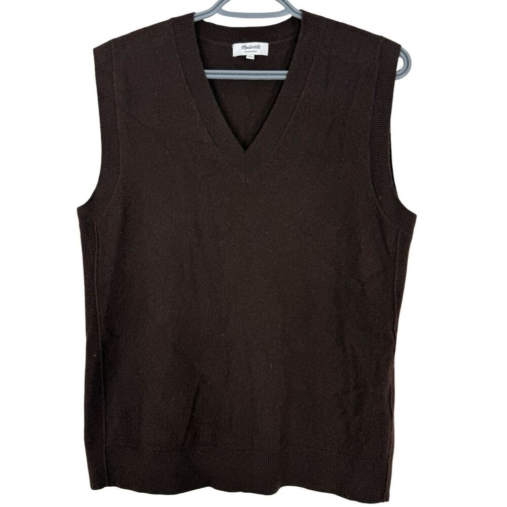 Madewell Stratford Chocolate Brown Cashmere Vest Sz S Preppy Old Money Soft